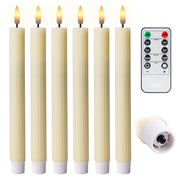 10" Fluted Ribbed LED Blue Grooved Pillar Candles, Remote & 24h Timer Memory, On/Off Switch - (6 Pack) - West Ivory LED Lighting