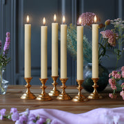 10" Fluted Ribbed LED Blue Grooved Pillar Candles, Remote & 24h Timer Memory, On/Off Switch - (6 Pack) - West Ivory LED Lighting