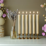 10" Fluted Ribbed LED Blue Grooved Pillar Candles, Remote & 24h Timer Memory, On/Off Switch - (6 Pack) - West Ivory LED Lighting
