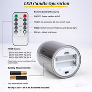 LED Mirrored Glass Round Hurricane Pillar Flameless Candles, Real Wax Moving Wick Dancing Flickering Flame, Battery Operated (Included), Remote & Timer - West Ivory LED Lighting