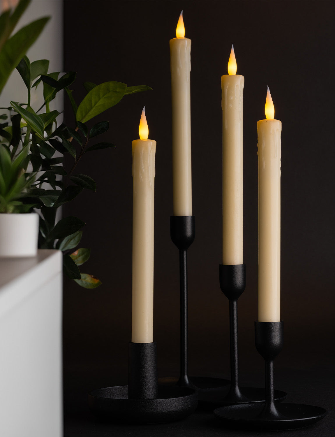 6 Pack, 10" LED Flameless Ivory Real Wax Drip Pillar Candles w/Remote Controller, On/Off Button, Dimmable, Flicker/Static Mode, Battery Operated - West Ivory LED Lighting