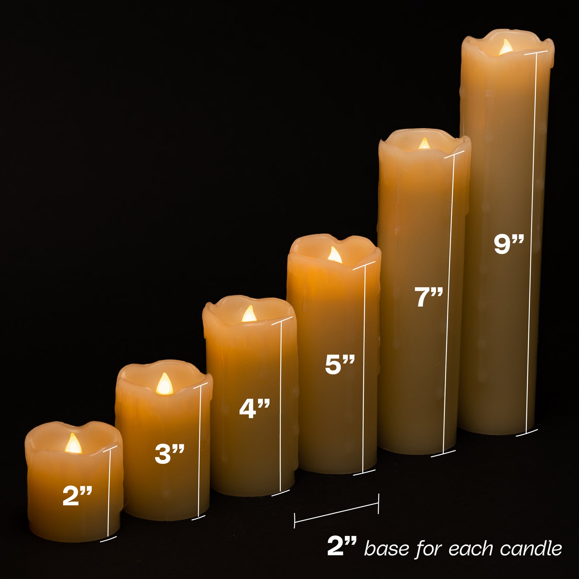 Set of 6 - LED Ivory Battery Operated Flameless Light Flickering Candle with Timer - West Ivory LED Lighting