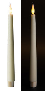 6 Pack 10" LED Flameless Ivory Real Wax Taper Candles w/Remote Controller, On/Off Button, Dimmable, Flicker/Static Mode, Battery Operated - West Ivory LED Lighting
