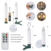 3.5" Battery Operated Flameless Flickering Taper Tree Clip-On Candles, Suction Cups Window Mountswith Timer Remote Control - West Ivory LED Lighting