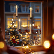 3.5" Battery Operated Flameless Flickering Taper Tree Clip-On Candles, Suction Cups Window Mountswith Timer Remote Control - West Ivory LED Lighting