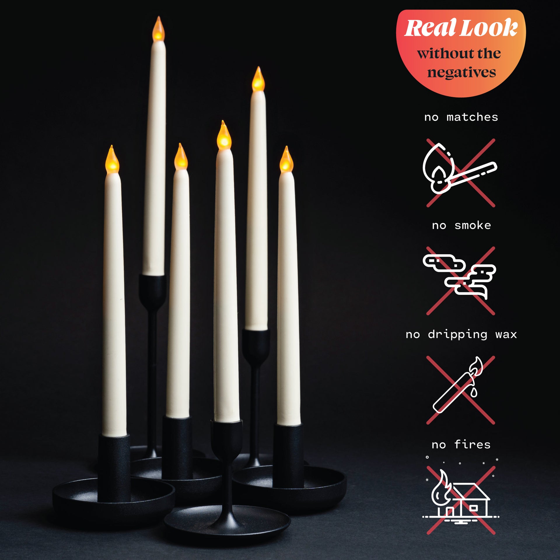 11" Ivory Taper Flameless LED Faux Wax Candle Lights - West Ivory LED Lighting