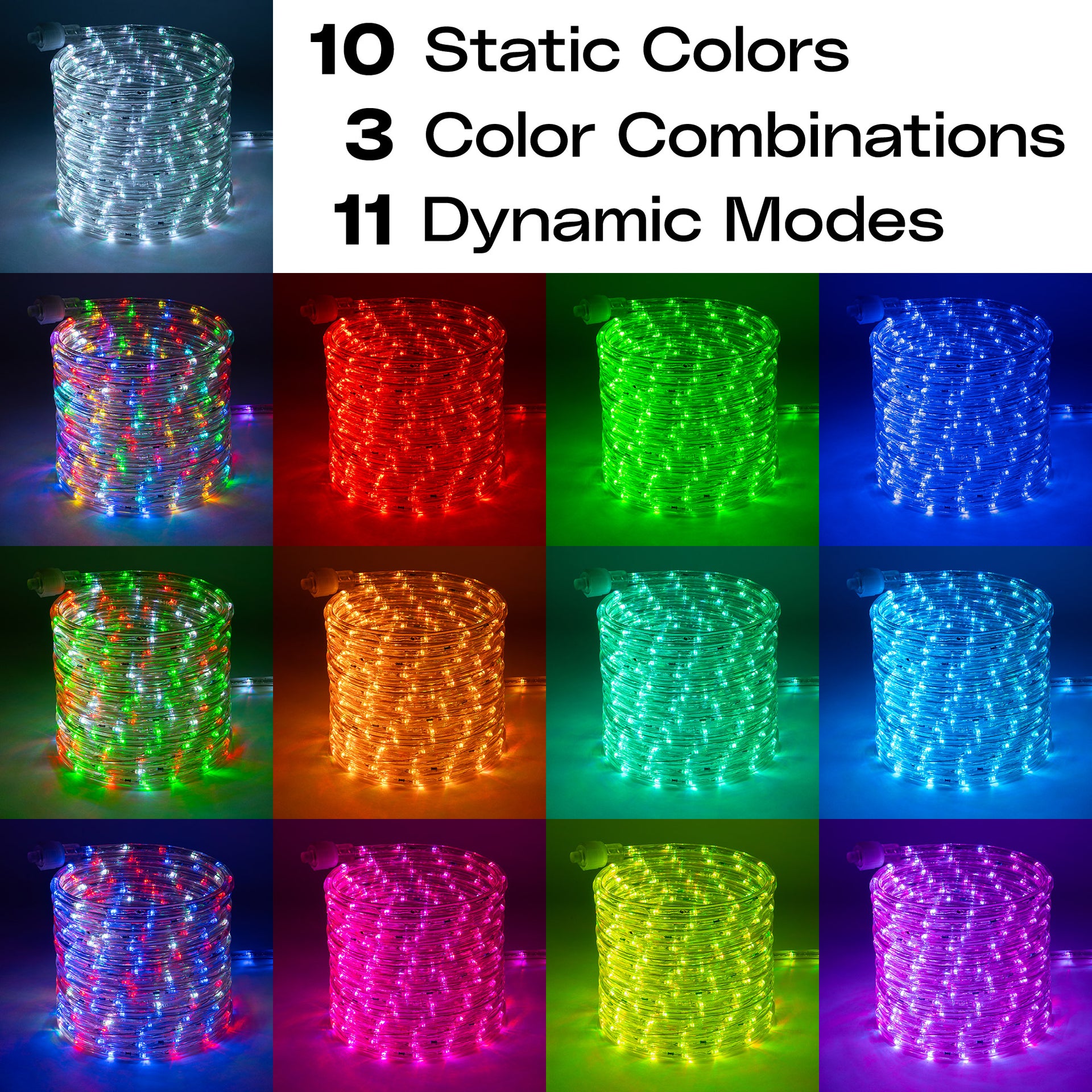 LED 10 Color Changing Rope Light 12-Modes w/ Remote Outdoor Lighting - West Ivory LED Lighting