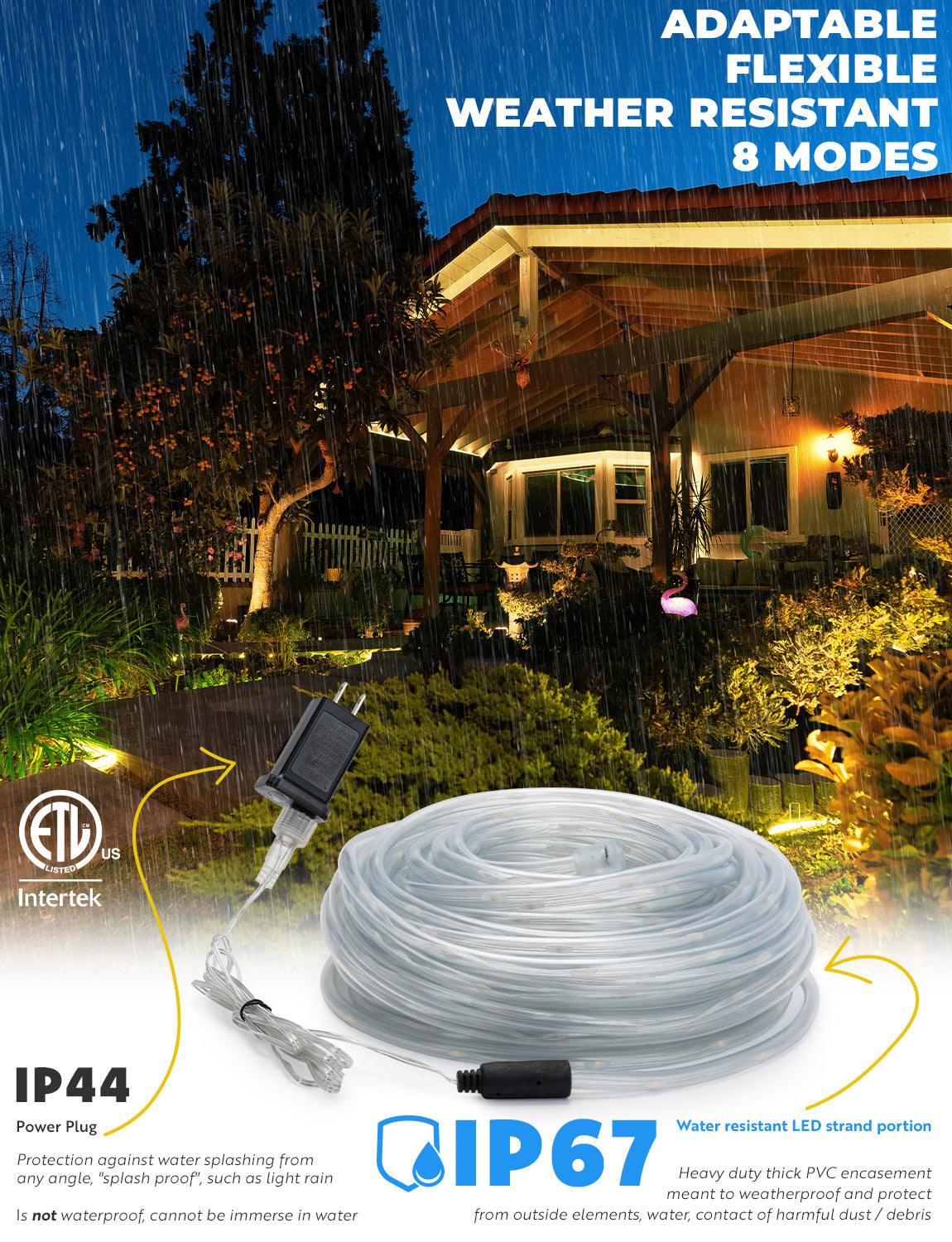 LED String Lights with Protective Tubing Outdoor Lighting - West Ivory LED Lighting