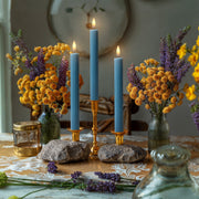 10" Fluted Ribbed LED Blue Grooved Pillar Candles, Remote & 24h Timer Memory, On/Off Switch - (6 Pack) - West Ivory LED Lighting
