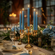 10" Fluted Ribbed LED Blue Grooved Pillar Candles, Remote & 24h Timer Memory, On/Off Switch - (6 Pack) - West Ivory LED Lighting