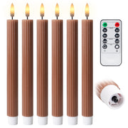 10" Fluted Ribbed LED Blue Grooved Pillar Candles, Remote & 24h Timer Memory, On/Off Switch - (6 Pack) - West Ivory LED Lighting