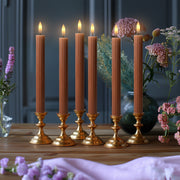 10" Fluted Ribbed LED Blue Grooved Pillar Candles, Remote & 24h Timer Memory, On/Off Switch - (6 Pack) - West Ivory LED Lighting