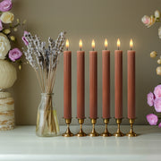 10" Fluted Ribbed LED Blue Grooved Pillar Candles, Remote & 24h Timer Memory, On/Off Switch - (6 Pack) - West Ivory LED Lighting