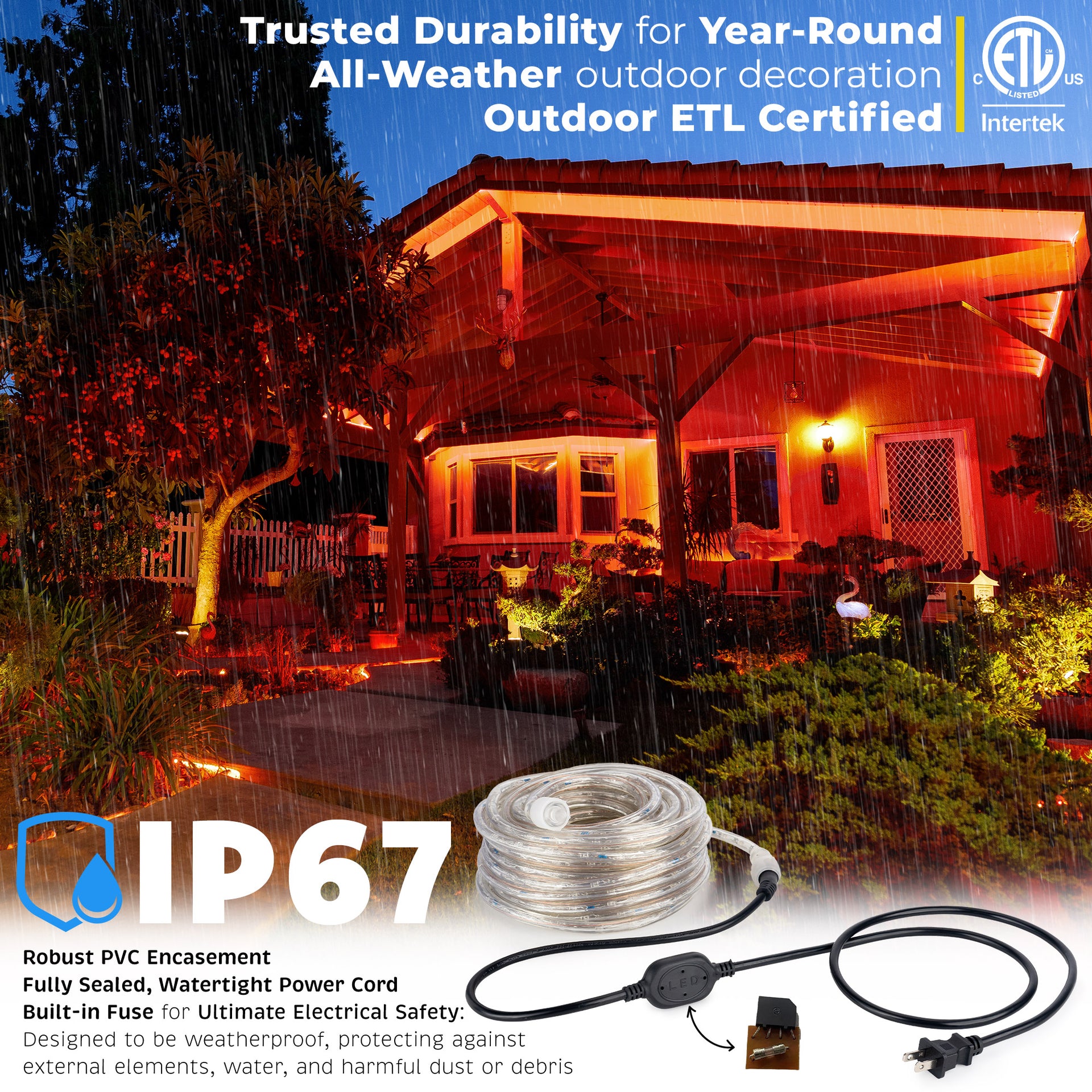 LED Rope Lights Outdoor Lighting, Outdoor ETL Certified, IP67 - West Ivory LED Lighting