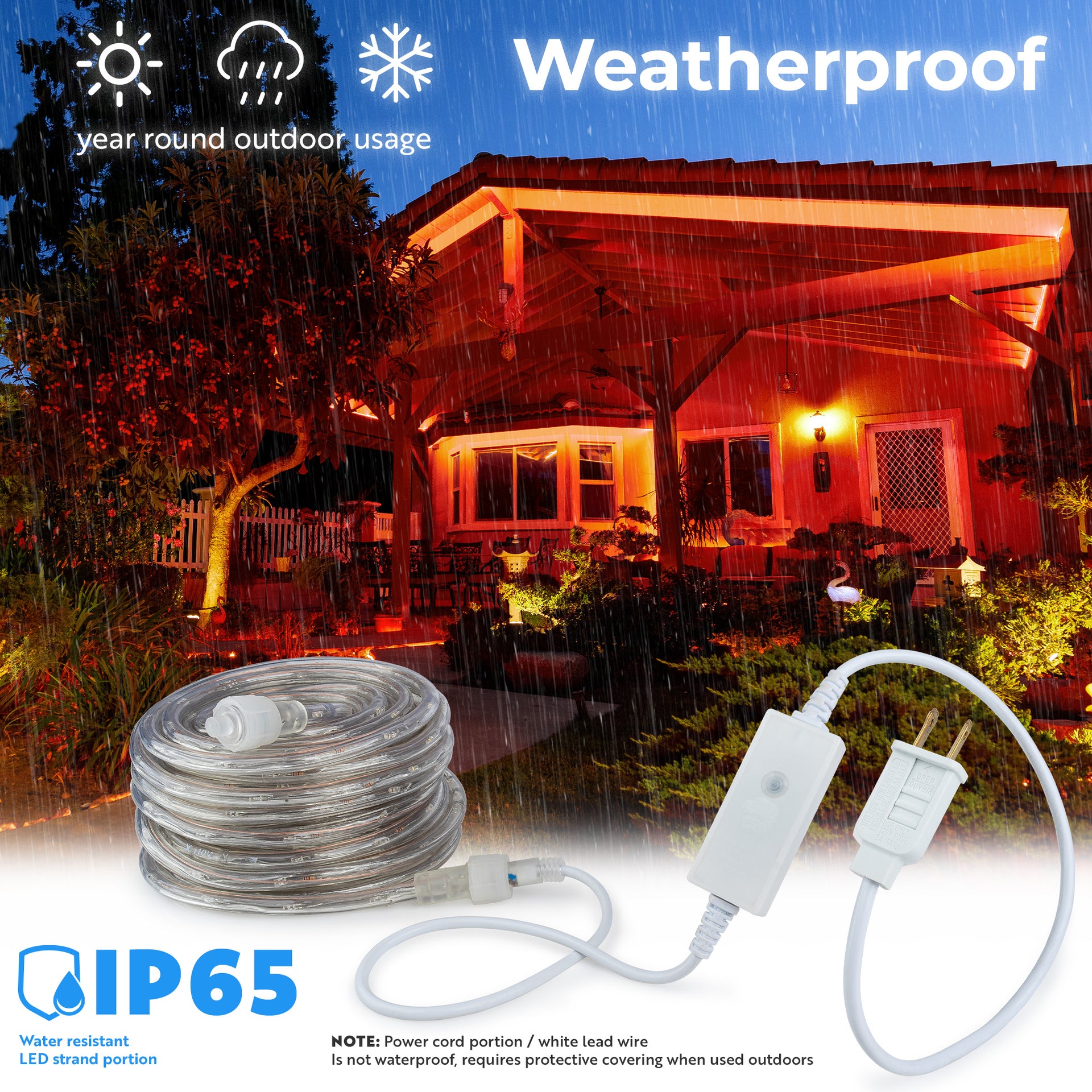 LED Rope Lights Outdoor Lighting, 8 modes - West Ivory LED Lighting