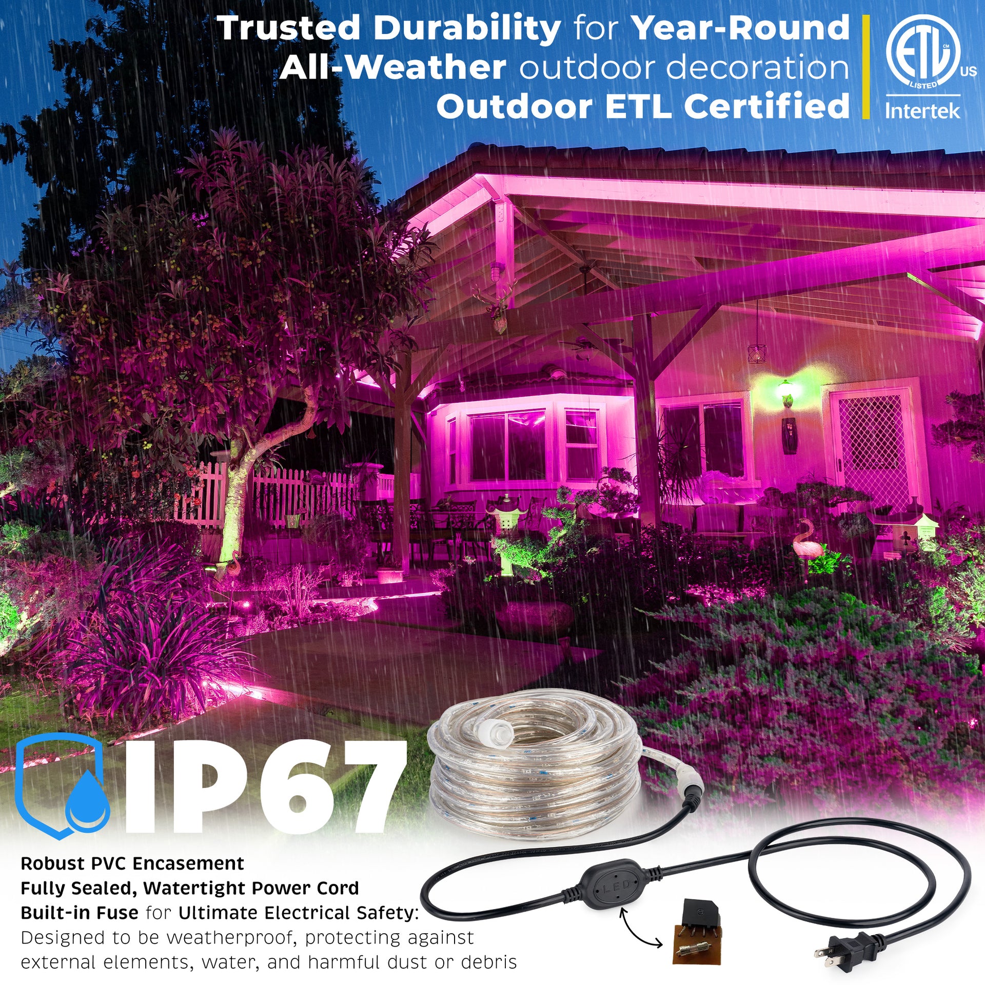 LED Rope Lights Outdoor Lighting, Outdoor ETL Certified, IP67 - West Ivory LED Lighting