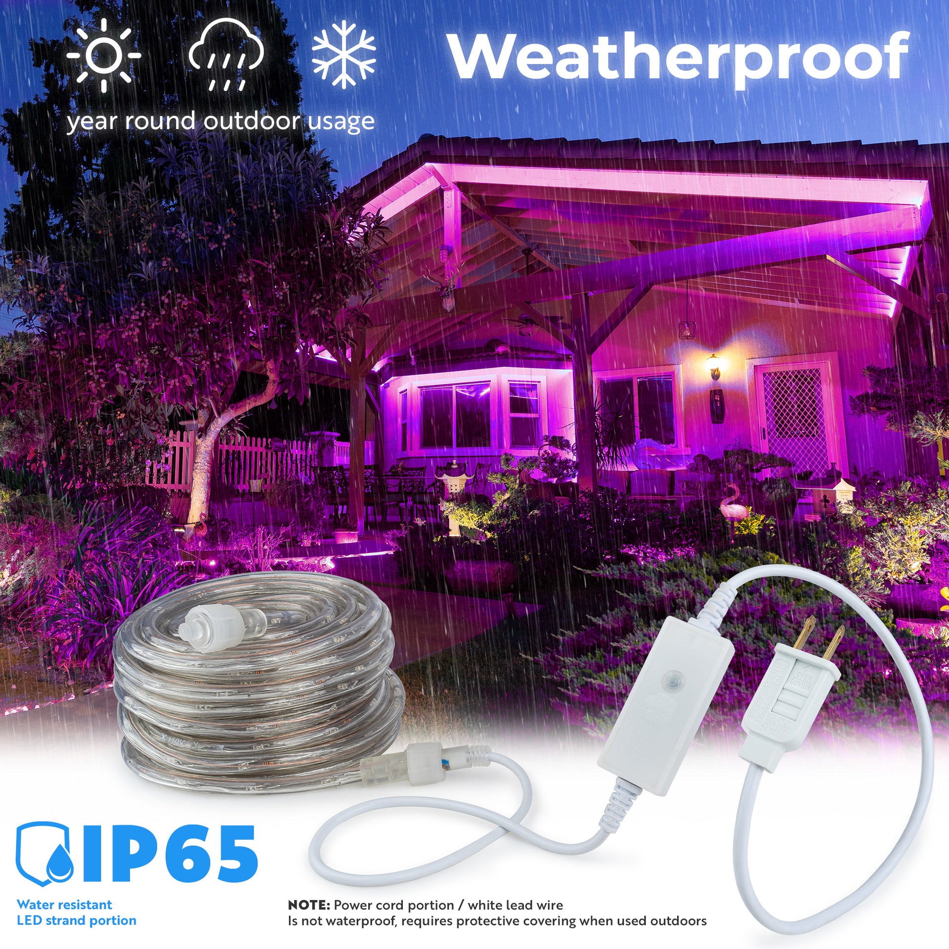 LED Rope Lights Outdoor Lighting, 8 modes - West Ivory LED Lighting
