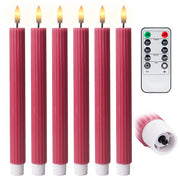 10" Fluted Ribbed LED Blue Grooved Pillar Candles, Remote & 24h Timer Memory, On/Off Switch - (6 Pack) - West Ivory LED Lighting