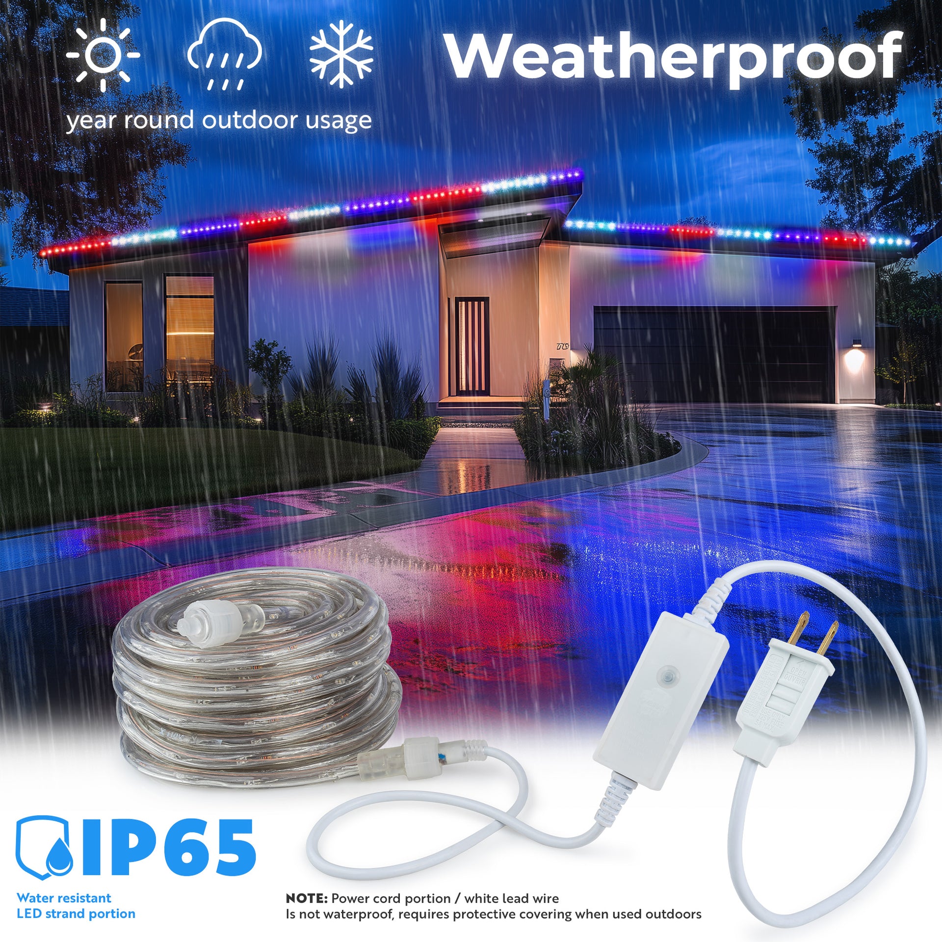 LED Rope Lights Outdoor Lighting, 8 modes - West Ivory LED Lighting