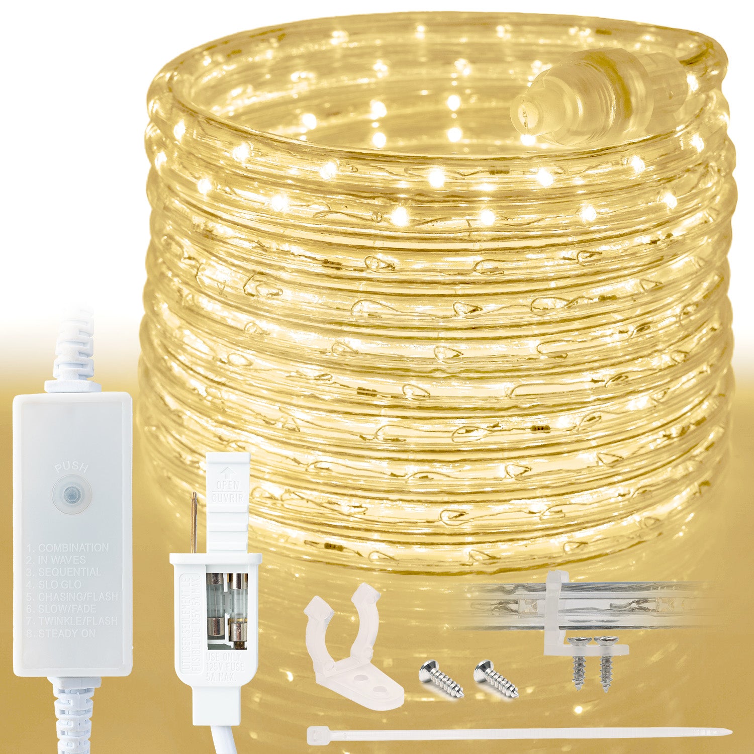 LED Rope Lights Outdoor Lighting, 8 modes - West Ivory LED Lighting