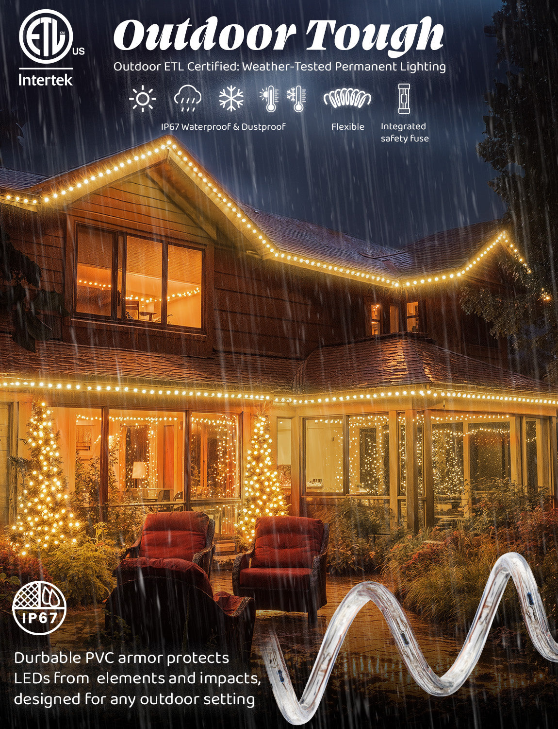 LED Rope Lights Outdoor Lighting, Outdoor ETL Certified, IP67 - West Ivory LED Lighting