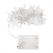 20 LED Acrylic Stars and Beads String Fairy Light 5 feet  Battery Powered, Warm White - West Ivory LED Lighting