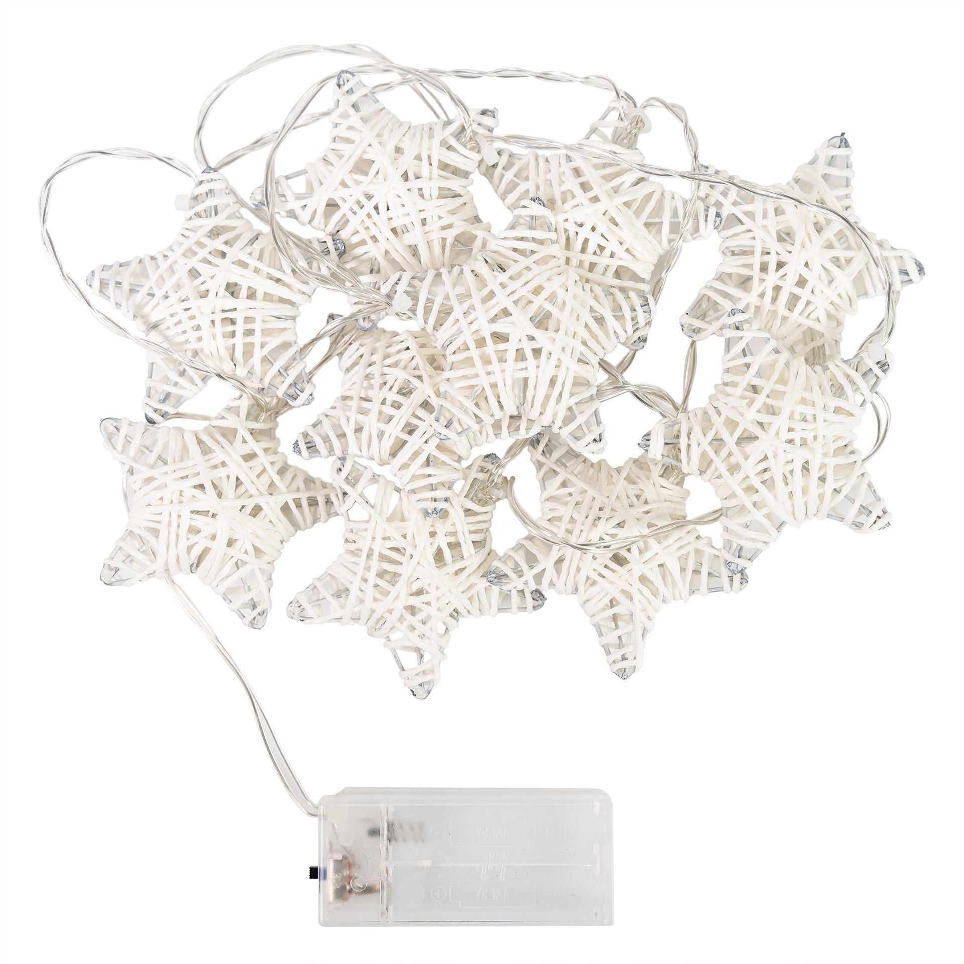10 LED Metal Covered Stars String Fairy Light 6 feet  Battery Powered, Warm White - West Ivory LED Lighting