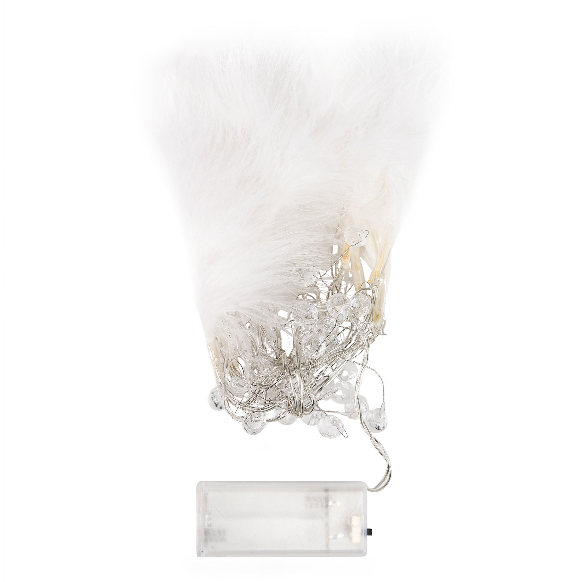 10 LED Feather and Beads String Fairy Light 4.2 feet Battery Powered, Warm White - West Ivory LED Lighting