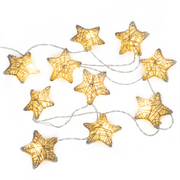 10 LED Metal Covered Stars String Fairy Light 6 feet  Battery Powered, Warm White - West Ivory LED Lighting