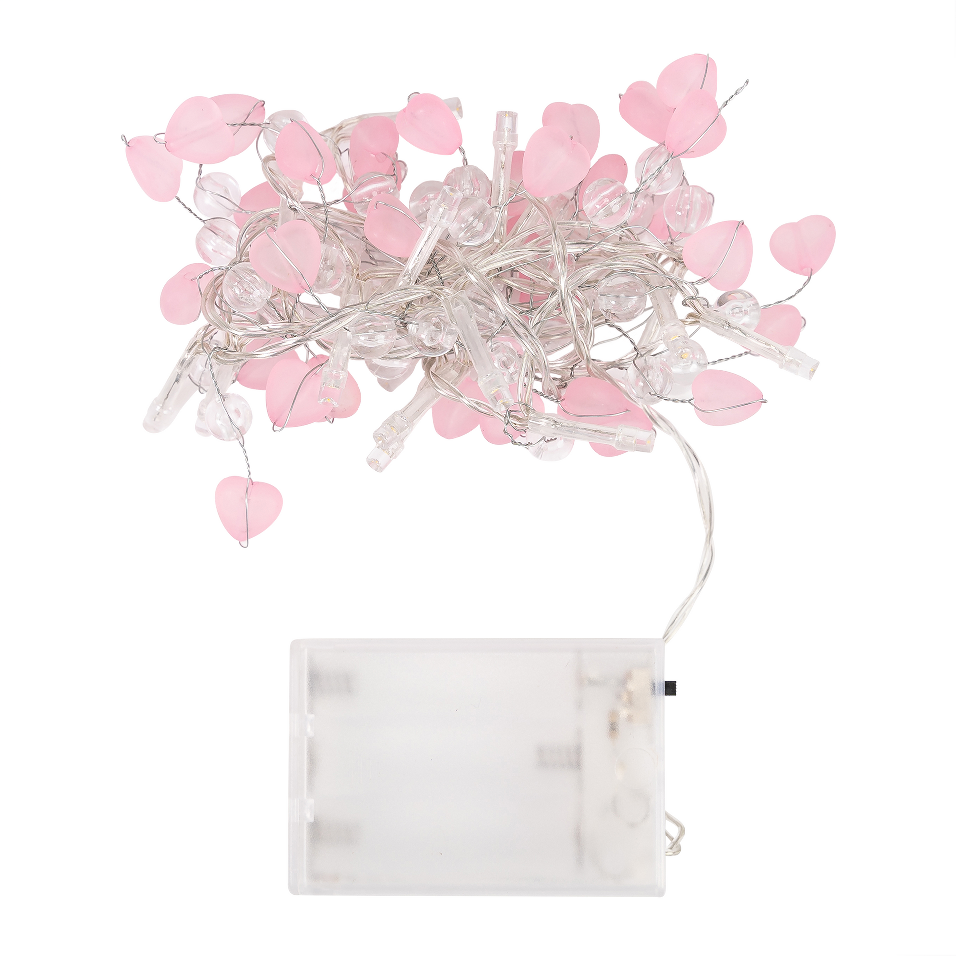 20 LED Beads and Hearts String Fairy Light 5 feet Battery Powered, Warm White - West Ivory LED Lighting
