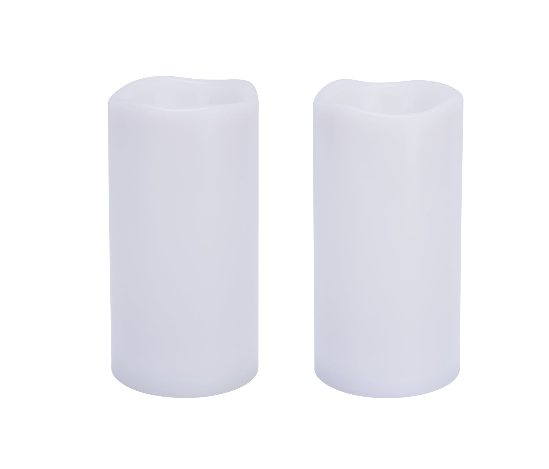 Solar Rechargeable Weatherproof Flickering Flameless LED Outdoor Pillar Resin Candles with Dusk to Dawn Timer, Light Sensor, Set of 2, D 4" x H 8" - West Ivory LED Lighting