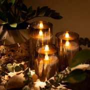 LED METALLIC MIRRORED GLASS FLICKERING FLAMELESS CANDLES - SET OF 3 (4" 5" 6") WITH REMOTE CONTROL - West Ivory LED Lighting