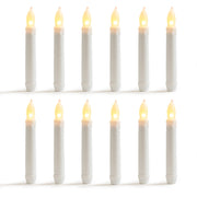 Set of 12 - 6.25" Warm White Flameless LED Taper Candles Mini Battery Operated Wax Dipped White Body - West Ivory LED Lighting