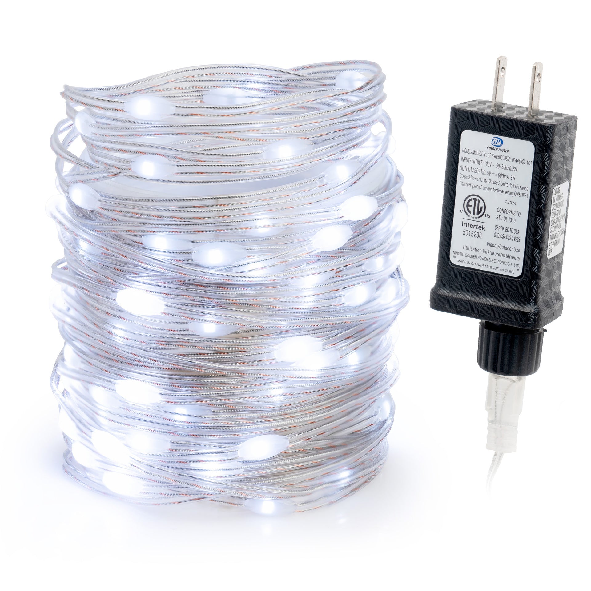 COOL WHITE Flexi Ribbon LED String Lights 33ft 100 LEDs 8 Modes w/6H Timer Waterproof - West Ivory LED Lighting