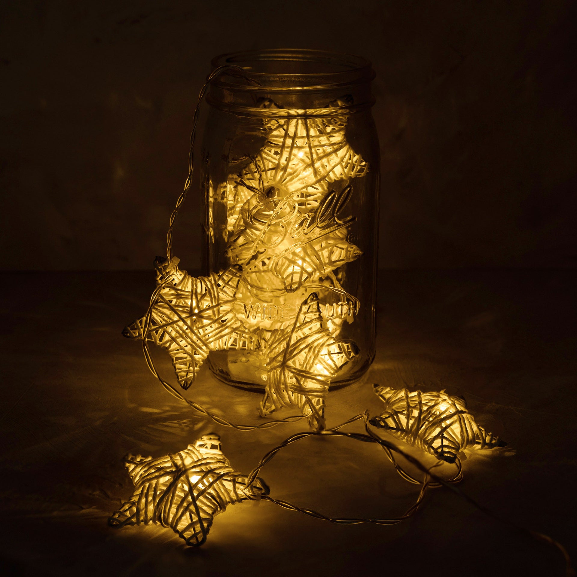 10 LED Metal Covered Stars String Fairy Light 6 feet  Battery Powered, Warm White - West Ivory LED Lighting