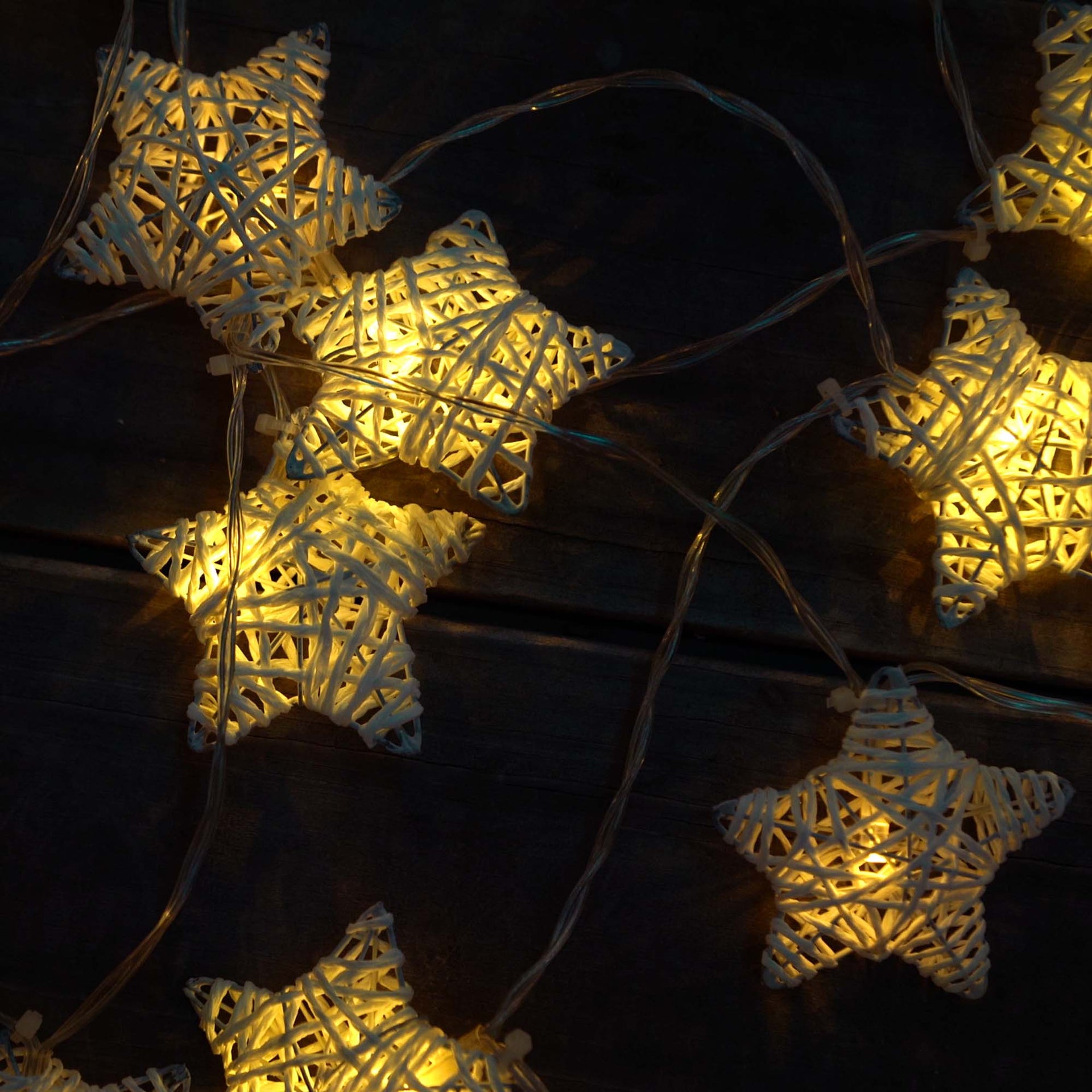 10 LED Metal Covered Stars String Fairy Light 6 feet  Battery Powered, Warm White - West Ivory LED Lighting