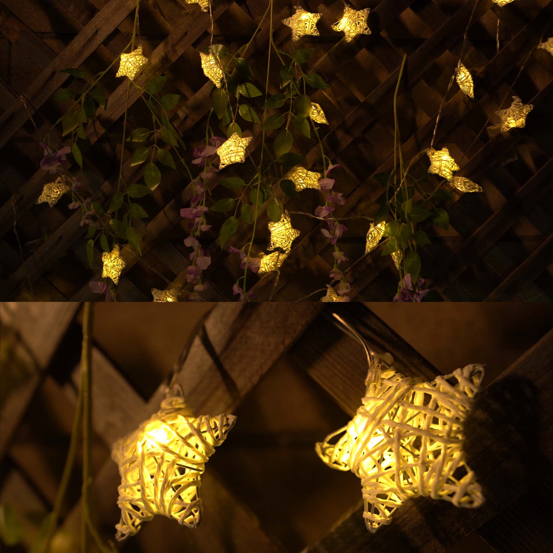 10 LED Metal Covered Stars String Fairy Light 6 feet  Battery Powered, Warm White - West Ivory LED Lighting