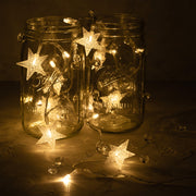 20 LED Acrylic Stars and Beads String Fairy Light 5 feet  Battery Powered, Warm White - West Ivory LED Lighting