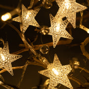 20 LED Acrylic Stars and Beads String Fairy Light 5 feet  Battery Powered, Warm White - West Ivory LED Lighting