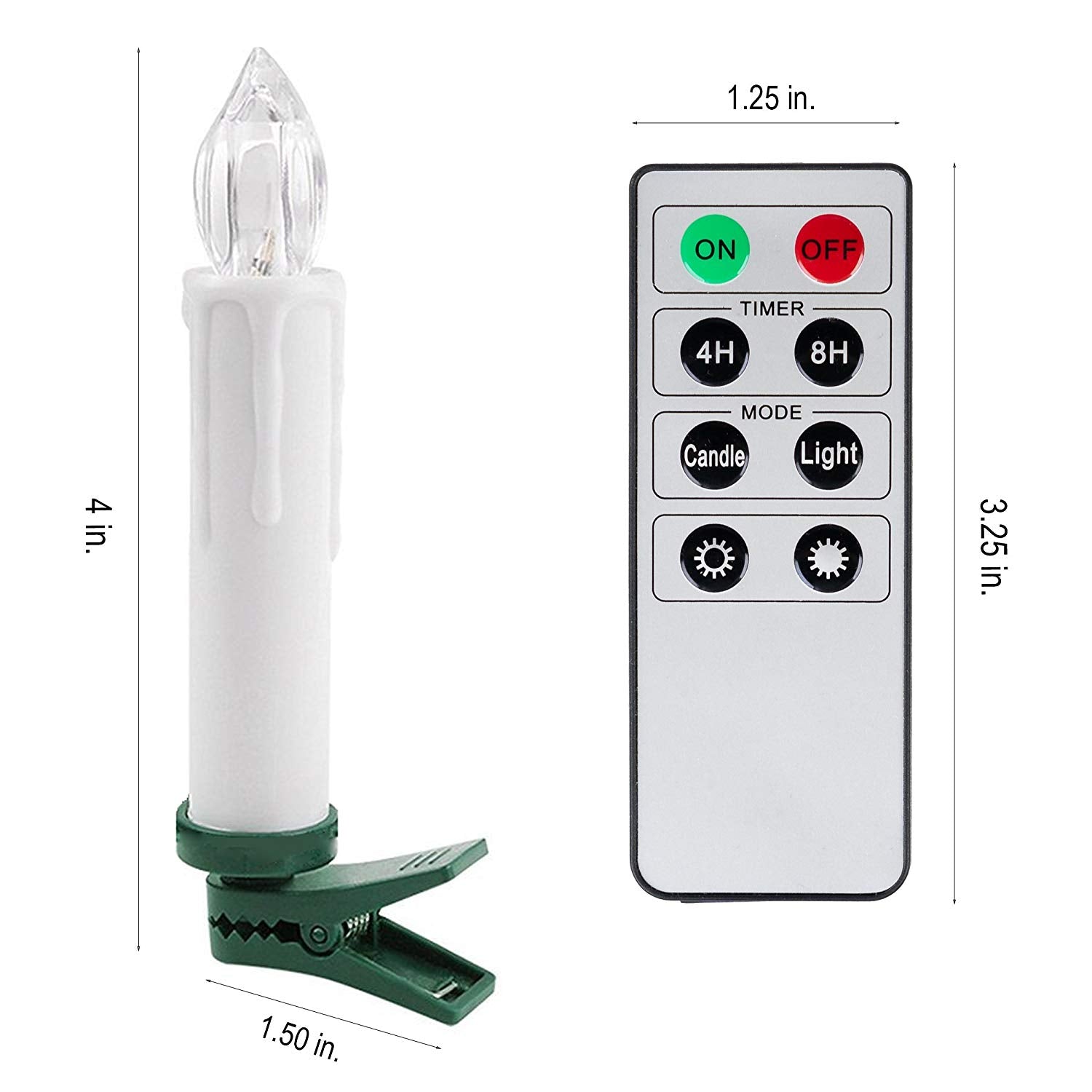 10 Pack 3.5" Battery Operated Flameless Flickering Taper Candles with Timer Remote Control & Clip - West Ivory LED Lighting
