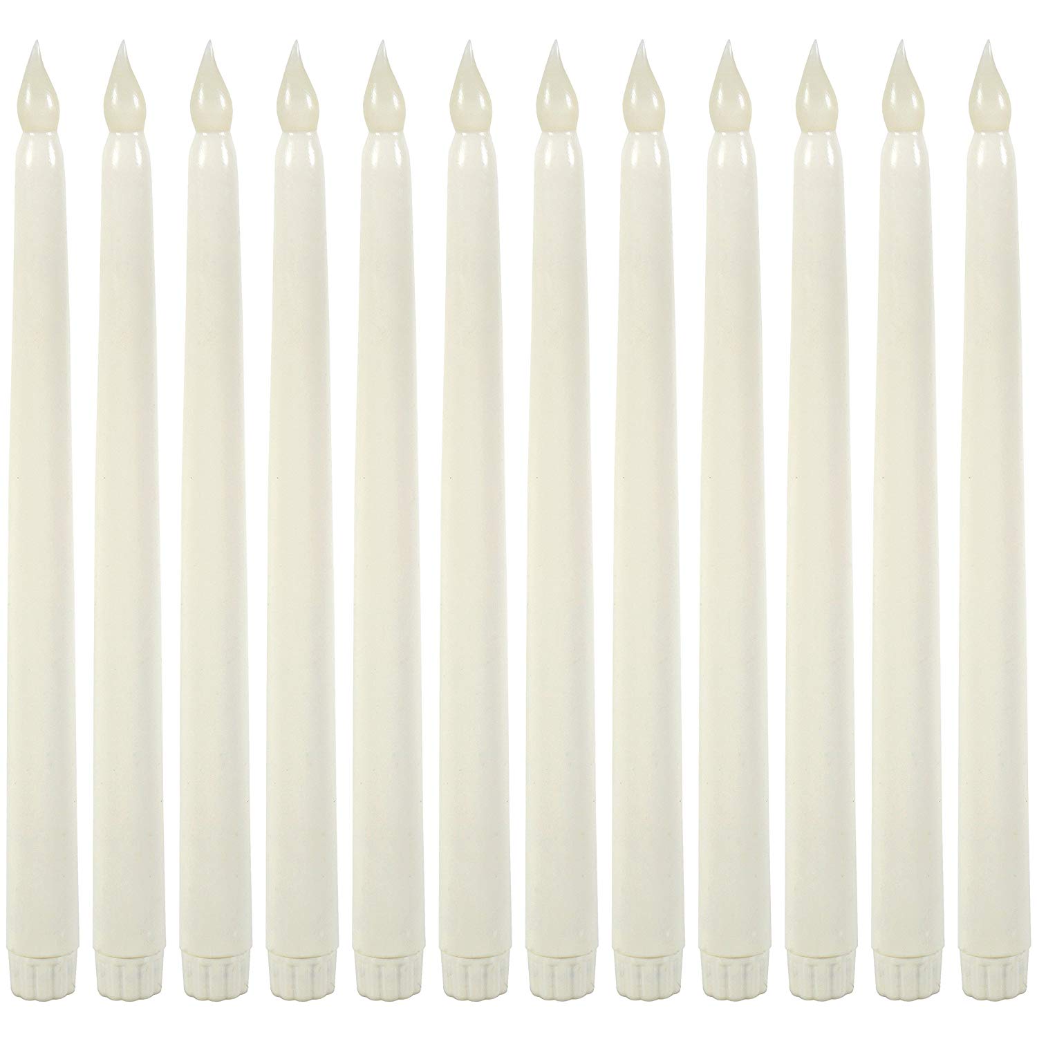 11" Ivory Taper Flameless LED Faux Wax Candle Lights 12 Pack - West Ivory LED Lighting