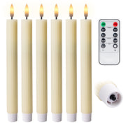 10" Fluted Ribbed LED Blue Grooved Pillar Candles, Remote & 24h Timer Memory, On/Off Switch - (6 Pack) - West Ivory LED Lighting 