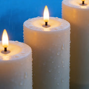 Solar LED Flameless Pillar Candle Set of 3 –  Outdoor Weather-Resistant Lights, Auto Dusk-to-Dawn (4", 5", 6") - West Ivory LED Lighting 