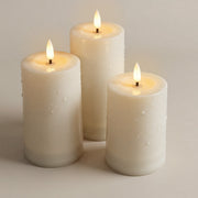 Solar LED Flameless Pillar Candle Set of 3 –  Outdoor Weather-Resistant Lights, Auto Dusk-to-Dawn (4", 5", 6") - West Ivory LED Lighting 