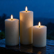 Solar LED Flameless Pillar Candle Set of 3 –  Outdoor Weather-Resistant Lights, Auto Dusk-to-Dawn (4", 5", 6") - West Ivory LED Lighting 