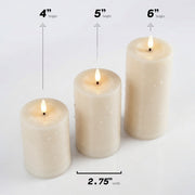 Solar LED Flameless Pillar Candle Set of 3 –  Outdoor Weather-Resistant Lights, Auto Dusk-to-Dawn (4", 5", 6") - West Ivory LED Lighting 