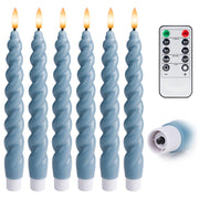 10" Flameless LED Taper Candles – Full Twisted Spiral – Remote, 2/4/6/8-Hr Timer (24-hr Memory), Bottom On/Off Button, Dimmable, Battery Operated, Flicker/Steady - West Ivory LED Lighting 