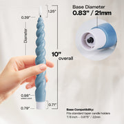 10" Flameless LED Taper Candles – Full Twisted Spiral – Remote, 2/4/6/8-Hr Timer (24-hr Memory), Bottom On/Off Button, Dimmable, Battery Operated, Flicker/Steady - West Ivory LED Lighting 