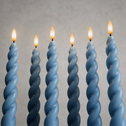 10" Flameless LED Taper Candles – Full Twisted Spiral – Remote, 2/4/6/8-Hr Timer (24-hr Memory), Bottom On/Off Button, Dimmable, Battery Operated, Flicker/Steady - West Ivory LED Lighting 