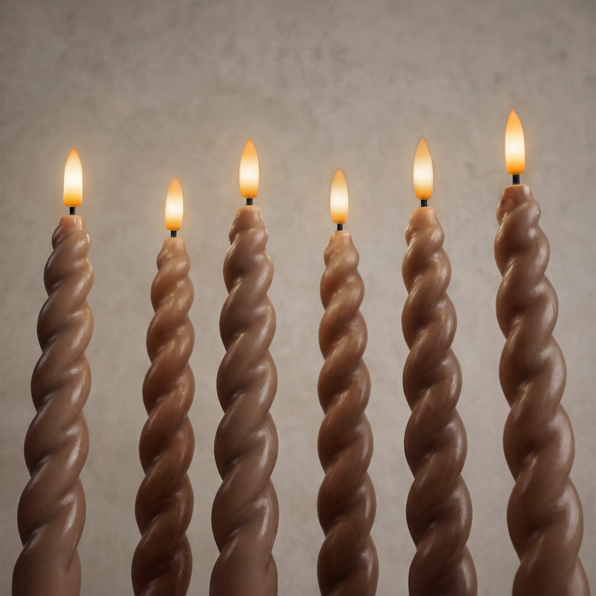 10" Flameless LED Taper Candles – Full Twisted Spiral – Remote, 2/4/6/8-Hr Timer (24-hr Memory), Bottom On/Off Button, Dimmable, Battery Operated, Flicker/Steady - West Ivory LED Lighting 